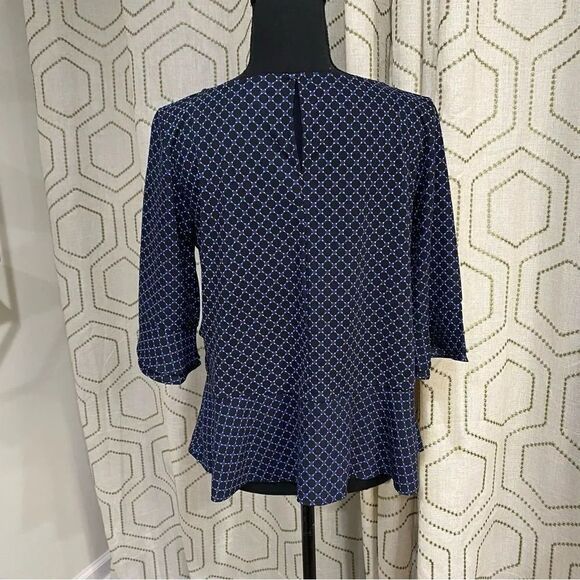 Ann Taylor Blue Layered Ruffle Tiered Peplum Blouse Women’s Size SP - Picture 3 of 7